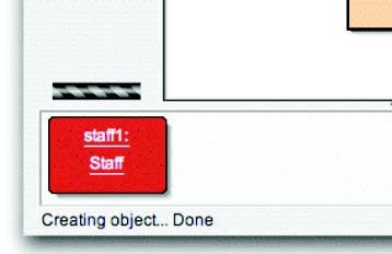 Comenzando - editar /compilar /ejecutar. Este dialogo le pide un nombre para el objeto a crear. Al mismo tiempo, es sugerido un nombre por defecto (staff_1).