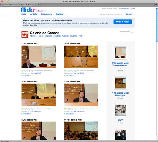 7 Flickr Flickr es un repositorio de imágenes que complementa, al igual que en el caso de YouTube, la plataforma multimedia corporativa Banco iconográfico de la Generalidad de Cataluña (BIG).