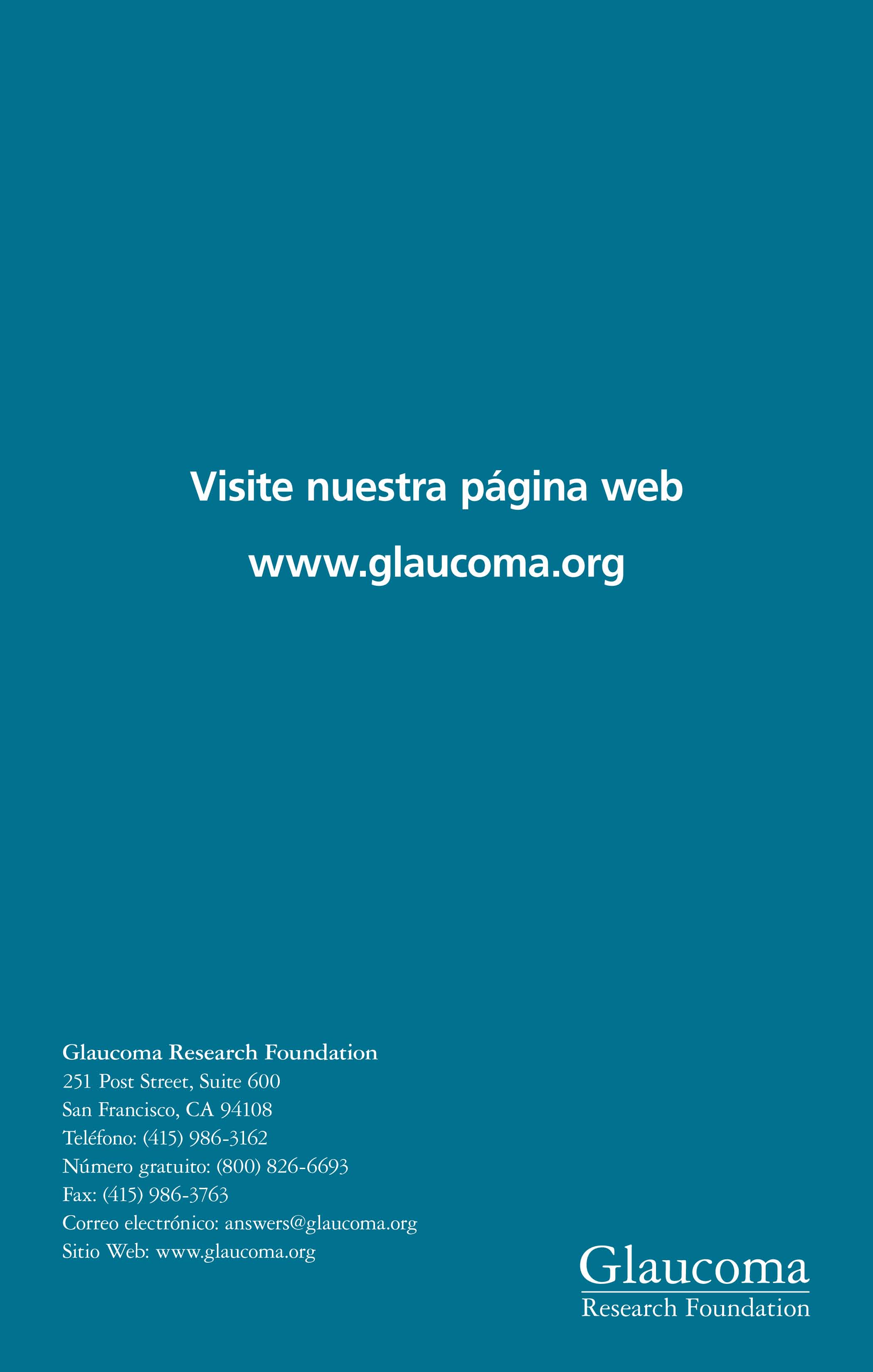 Visite nuestra página web www.glaucoma.