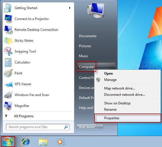 CONFIGURACIÓN DE JAVA 1. Verificación de sistemas operativo Si está trabajando con Sistema Operativo Windows 7: Haga clic en el botón Inicio, en la parte inferior izquierda de la pantalla.
