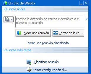 Capítulo 11: Configurar una reunión de Un clic Nota: Para obtener instrucciones sobre el uso del panel de Un clic de WebEx, consulte la Guía del usuario de Un clic de WebEx.