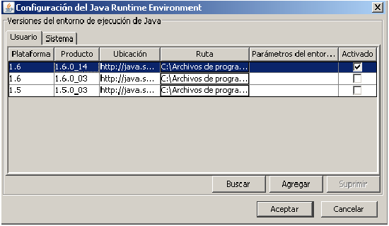 En la pantalla que se muestra un listado con las instalaciones de Java que tiene el equipo. En la columna Producto, se puede ver la versión instalada. Para solucionarlo siga los siguientes pasos: 1.