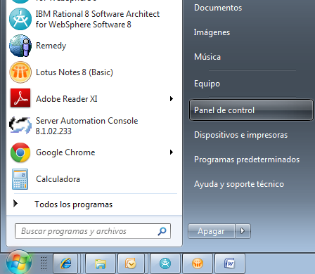 - Windows Vista/7/8 o Paso1: (Windows Vista/7) Acceda al "Panel de Control de Windows".