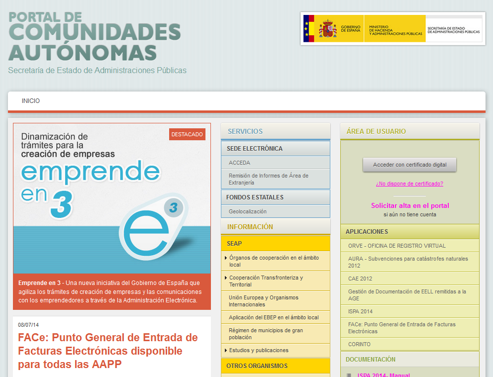 Ilustración 2: Portal Comunidades Autónomas