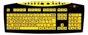 Teclados de alto contraste Son teclados que utilizan colores de alto contraste (por ejemplo, fondo negra y teclas amarillas) y caracteres grandes.