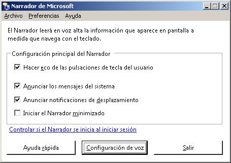 Figura 5 Configuración del Narrador Más información: http://windows.microsoft.