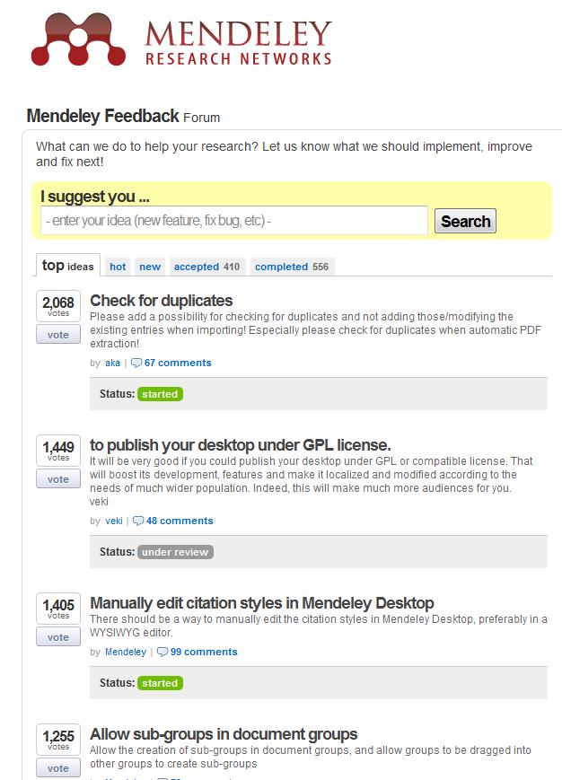 Deja sugerencias y comprueba nuevos desarrollos Visita http://feedback.mendeley.
