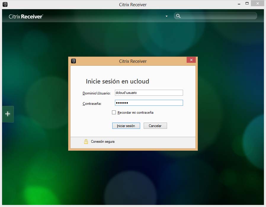 Opción 2 (acceso cliente): Una vez instalado el cliente Citrix Receiver para Windows, iniciamos el programa para configurarlo.