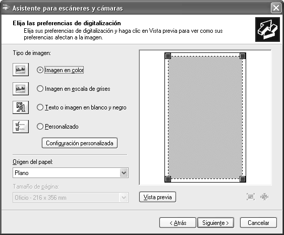 Digitalización con el controlador WIA El equipo también es compatible con el controlador Windows Image Acquisition (WIA) para la digitalización de imágenes.