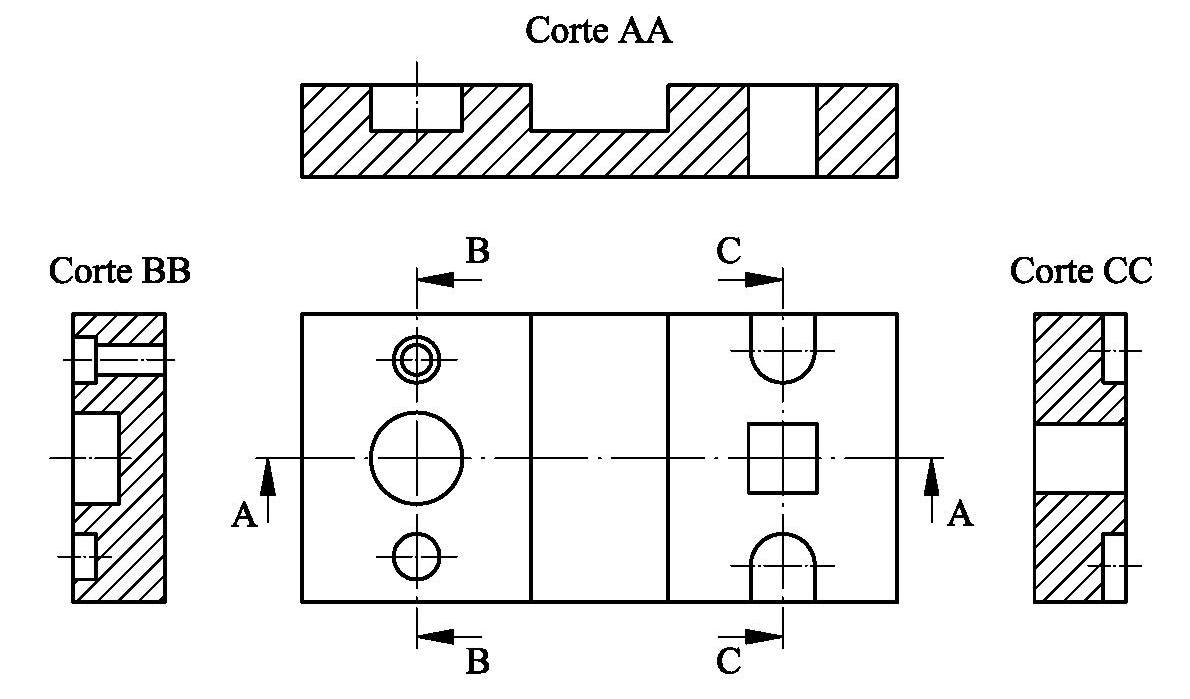 Expresión Gráfica y CAD que servirán para que en la vista que representa el corte pueda identificarse éste mediante una leyenda asociada ( corte AA o sección BB, por ejemplo).