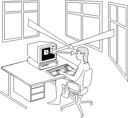 Si su trabajo implica varias tareas (ordenador + manejo de documentación + visitas) puede colocar el ordenador a un lado, pero asegurándose de que es posible manejarlo sin giros del tronco o del