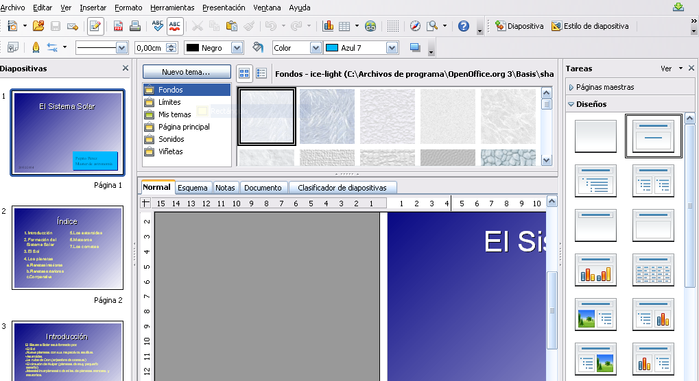 Manual de OpenOffice Impress. Capítulo 3. Trabajando con imágenes y autoformas 3 Las imágenes insertadas aparecen en el centro de la diapositiva.