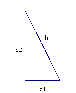 miden los catetos: h = c 1 + c, o también podemos obtener el valor de un cateto a partir de los valores de la hipotenusa y del otro cateto: c = h Ejemplo: Si los catetos de un triángulo rectángulo