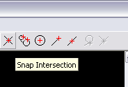El punto inicial será la intersección entre el rectángulo y el círculo Con CadStd pidiendo el punto de partida de la línea, pinchamos sobre intersección, en la barra de herramientas de los modos de