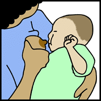 CÓMO ACERCAR EL BEBÉ AL PECHO: 1. Presione suavemente los labios del bebé para que se abran. 2.