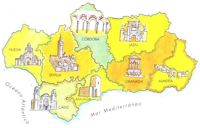 Nuestra comunidad es Andalucía y está formada por 8 provincias: ALMERÍA, CÁDIZ, CÓRDOBA, GRANADA, HUELVA, JAÉN, MÁLAGA Y SEVILLA. España es nuestro país y está formado por 50 provincias.