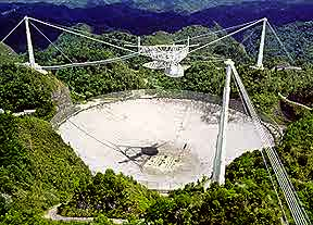 la posibilidad de fabricar el telescopio de radio más grande del planeta (situado en el Centro Astronómico y de Ionosfera Nacional en Arecibo, Puerto Rico), con forma circular.