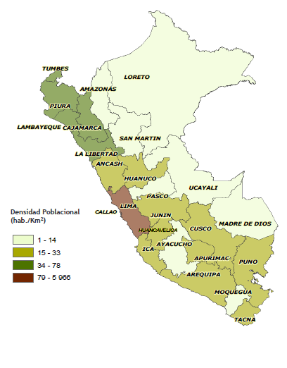 Perú: Información General Superficie : 1 285 216 Km2 Población Total 1/ : 30 135 875 Densidad Poblacional 2/ : 23.4 hab./ Km2 Incidencia de Pobreza Total 3/ : 27.8% Producto Bruto Interno (S/.