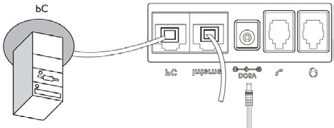 3. Conecte la puerta Internet del teléfono IP a su equipo de red a través de un cable Ethernet y la fuente de alimentación en la entrada DC 5V*, conforme la figura siguiente: Instrucción de conexión