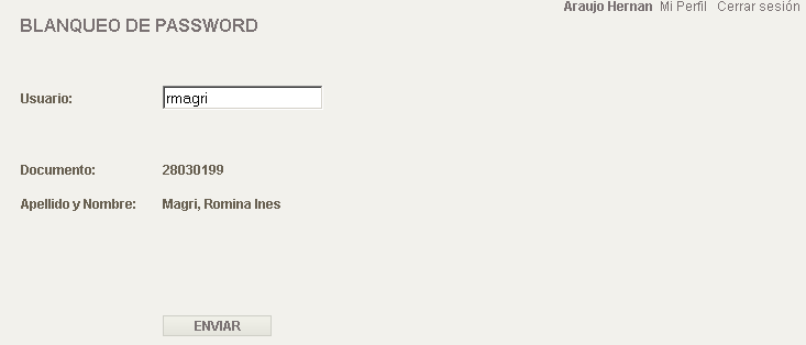 Blanqueo de password En esta opción podremos solicitar el blanqueo de nuestra password.