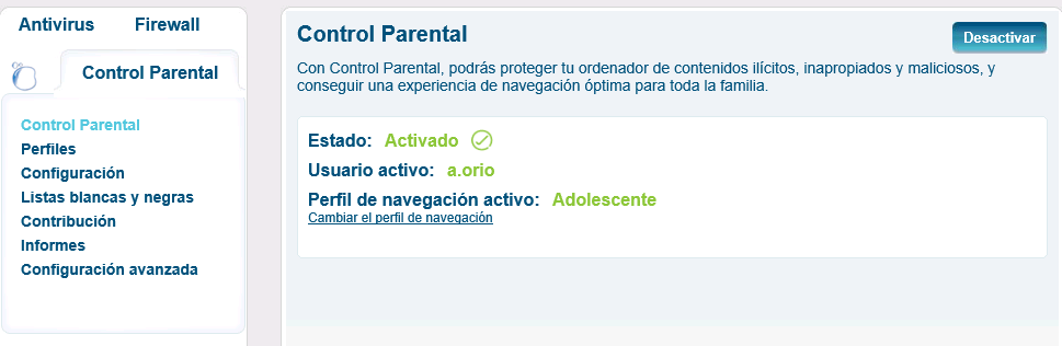 6 CONTROL PARENTAL Es necesario tener contratado el servicio de Control Parental para poder acceder a su gestión.