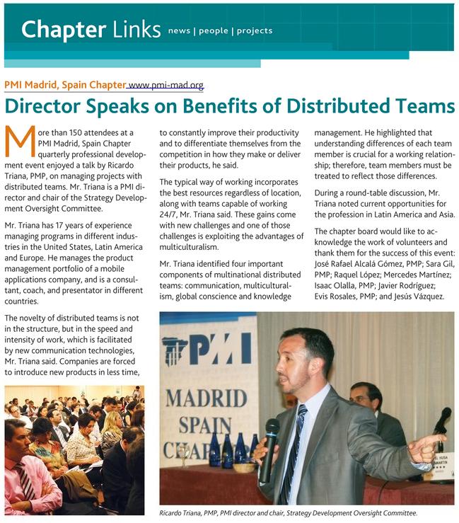 Capítulo de Madrid del Project Management Institute Entrevista a