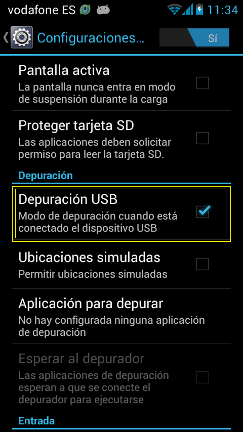 2. Android 4.0 y 4.1 En la lista de aplicaciones, seleccionar Ajustes para entrar al menú de configuración del sistema.