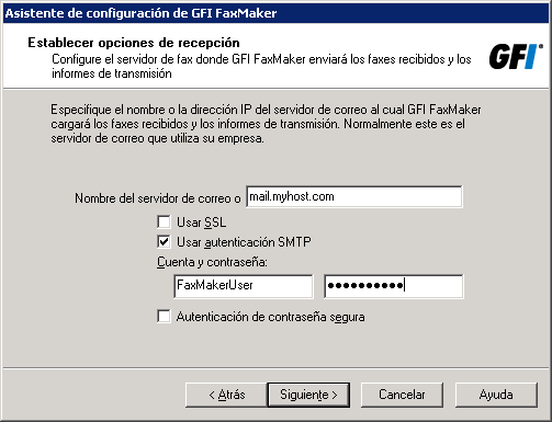 Opción GFI FaxMaker descargará faxes y SMS de un buzón POP3 Descripción Seleccione esta opción si en Acción previa a la instalación: Configurar servidor de correo, se ha configurado un buzón POP3