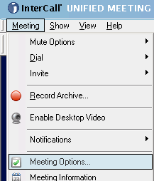 Una vez que haya instalado InterCall Unified Meeting, haga clic en el ícono de su escritorio y seleccione Start Meeting (Iniciar Reunión). 2.