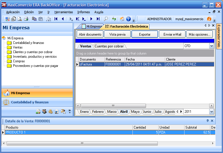 Obtener el archivo XML MaxiComercio y Déminus 1. Entre al BackOffice. 2. Seleccione el botón Facturación Electrónica en la pantalla principal. 3.
