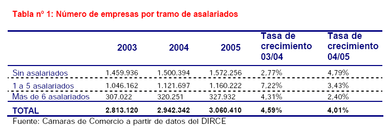 Actividades económicas en España En cuánto respecta a la situación económica general de España, observamos que el tejido empresarial español está caracterizado por la pequeña dimensión de las