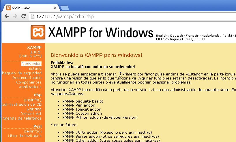 Instalando en Windows XP Ahora ya podemos ver el