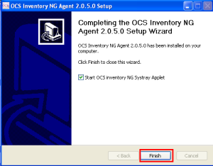 Por ultimo tras la instalación, podremos ver un icono de OCS Inventory junto a la hora en la barra de inicio y ya tendremos en nuestro servidor, una línea con