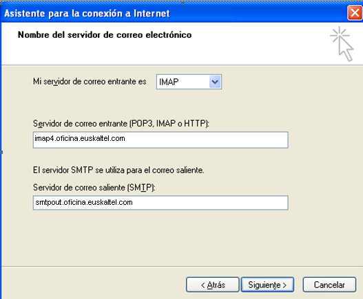 2.1.2 Configuración servidor de correo IMAP4 Introduzca el Nombre de la cuenta y Contraseña.
