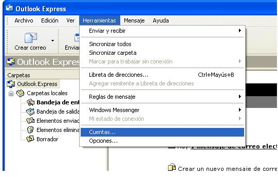 Cambio en la configuración del correo. Outlook Windows XP Procedimiento para recibir correo del servidor antiguo hasta que se desactive de forma total.