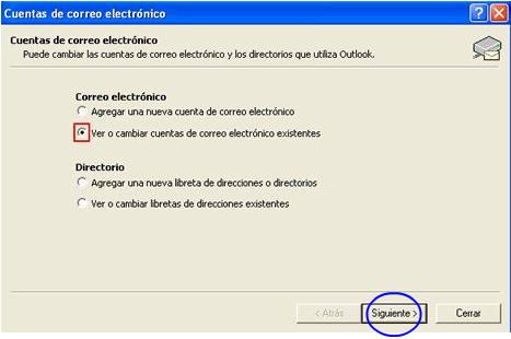 9.3. Cliente de correo Microsoft Outlook XP - Ingresar a Outlook e ir a la opción de Herramientas -> Cuentas de