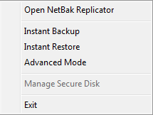 3.5 Administración del icono de la bandeja Cuando ejecute el Software NetBak Replicator, se mostrará un icono en la bandeja del sistema.