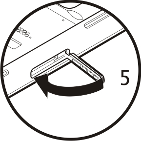Inicio 13 4 Inserte una tarjeta SIM en la ranura. Asegúrese de que el área de contacto de la tarjeta esté orientada hacia arriba y que la esquina biselada está orientada hacia el dispositivo.