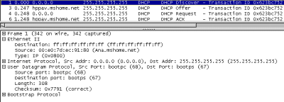 Escenario I. DHCP sobre UDP Objetivo: En este escenario se desea observar como se encapsulan los mensajes DHCP sobre el protocolo UDP.