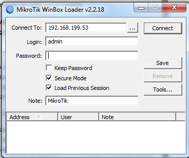 45 Figura 3.8: Inicialización del Programa Winbox 3. Una vez dentro, Ingresar a: IP y hacer click en SNMP.