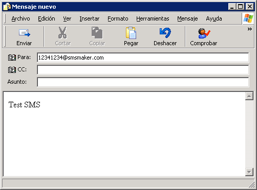Captura de pantalla 97: Envío de SMS desde el cliente de correo electrónico Método 2: Mediante la aplicación cliente de GFI FaxMaker Para enviar un SMS, utilice el formulario de mensaje SMS de GFI