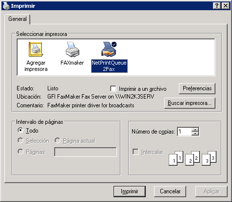 6.1.2 Impresión de contenido engfi FaxMaker: NetPrintQueue2Fax Captura de pantalla 29: Impresión de documentos en el fax Para enviar faxes, los usuarios imprimen el contenido en el controlador de