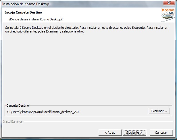 y después el botón Siguiente para continuar con el asistente: Imagen 5: Windows - Instalador - Licencia de Kosmo Desktop 6.