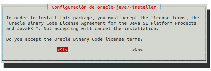 Seleccionamos Si con la tecla de tabulación y pulsamos Enter. j) Tras unos minutos, en los que se iré mostrando el progreso de la copia de archivos, terminará la instalación de Java.