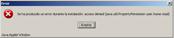 En este caso necesitará que a su usuario se le concedan temporalmente permisos de administrador para realizar la instalación de este applet. Una vez instalado ya no necesitará estos permisos. 3.4.