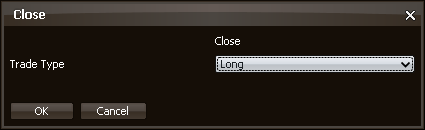 Cerrar una orden En este apartado sólo es necesario seleccionar qué tipo de orden va a ser cerrada (larga o corta) con la conexión lógica.