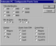 Una vez arrancado el programa, desde la pantalla principal, es posible ajustar los valores de transmisión del programa.