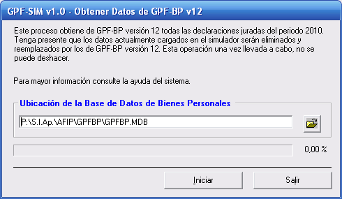 3.2.1. Obtener Datos de GPF-BP Encontrará esta opción en la barra de menú, seleccionando la opción Mantener / Obtener Datos de GPF-BP.