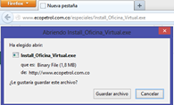 3 Ejecute el instalador de Oficina Virtual a Copie y peque la siguiente dirección en su navegador Mozilla Firefox: http://www.ecopetrol.com.