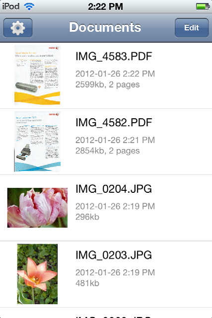 Uso de DocToMe Cuando haya configurado el software para conectarse a la tarjeta Eye-Fi, puede usar DocToMe para ver y compartir imágenes escaneadas, incluyendo archivos en PDF de varias páginas.